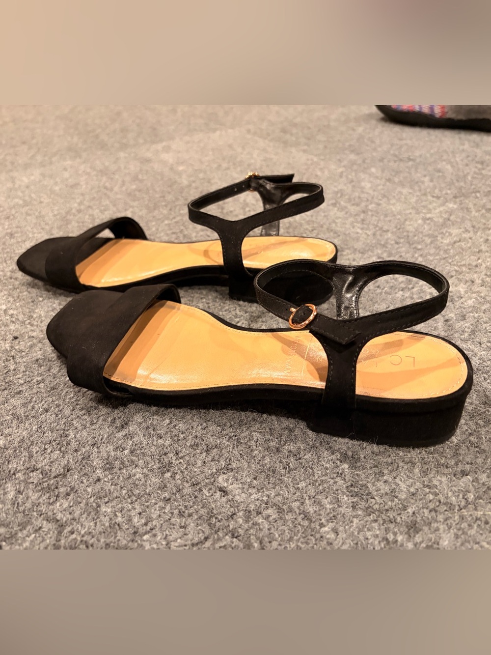 LC Lauren Conrad Black Ankle-Strap Sandals